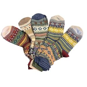 Boho Multicolor Patterned Socks Set OS